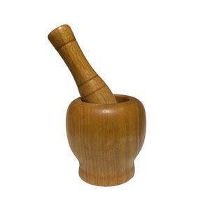Vtg Wooden Mortar and Pestle Kitchen Witch Herbs